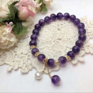 14K gold Nature Amethyst Crystal Brcelect